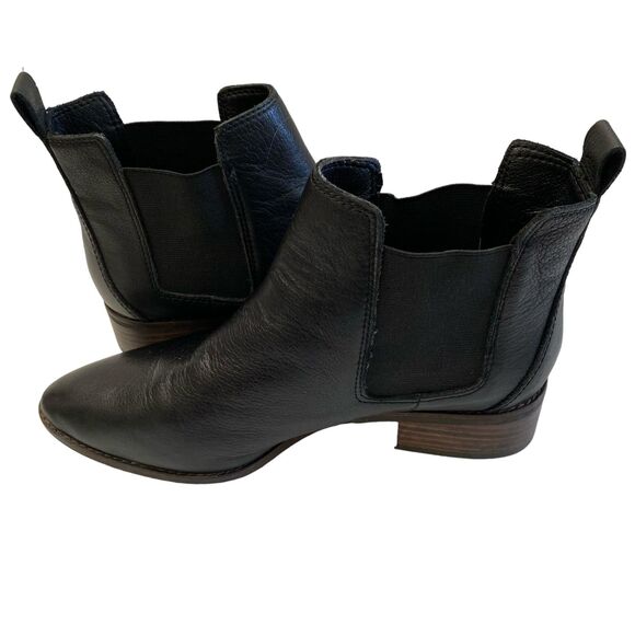 LUCKY BRAND Lufti Black Leather Chlesea Ankle Slide-On Boots Size 9 1/2 - Picture 6 of 13